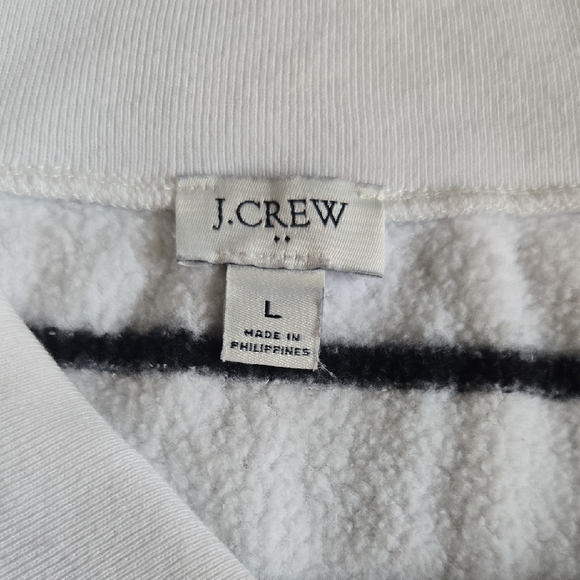 J. Crew Womens Black and White Striped Sweatshirt Size Large - Picture 3 of 7